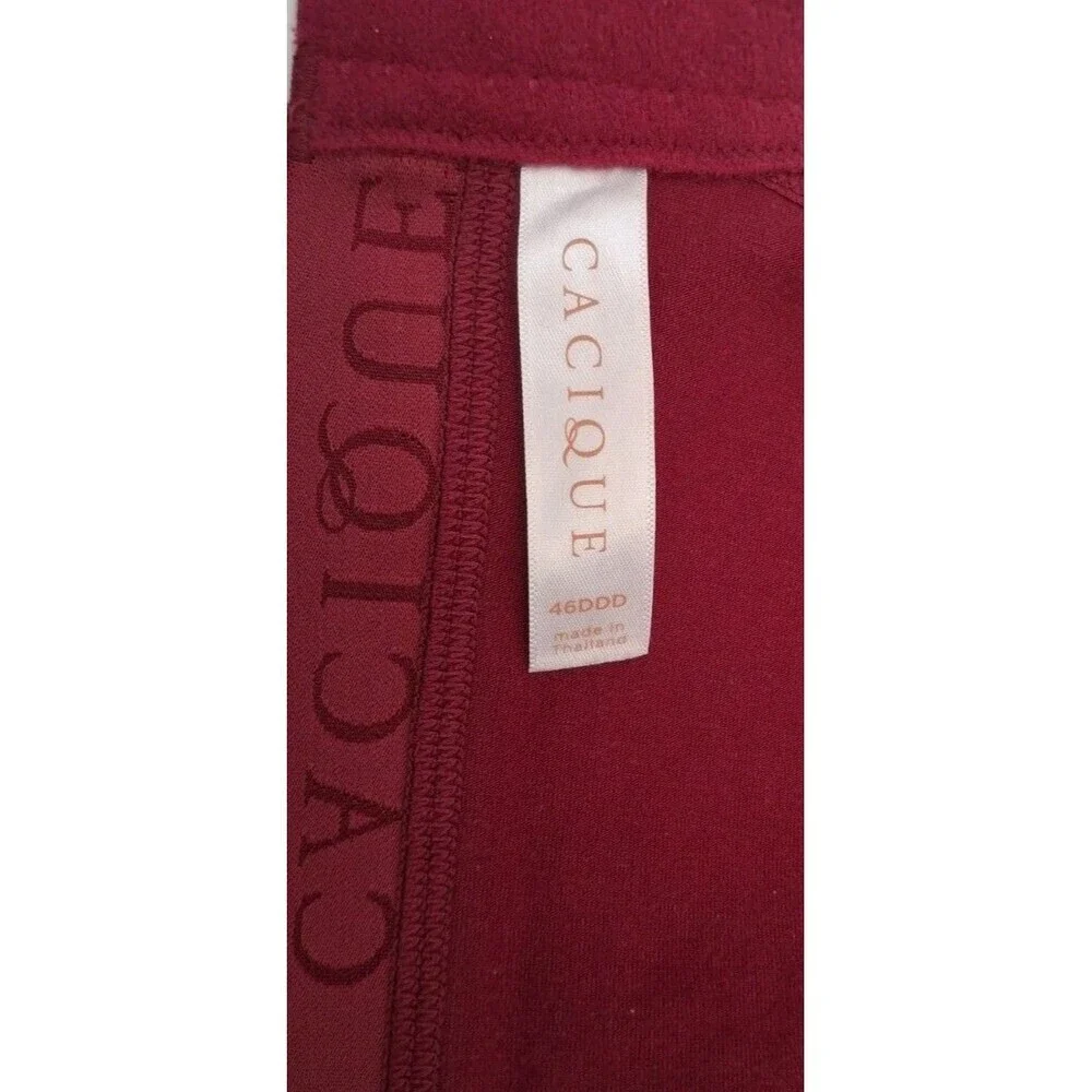 Cacique No Wire Cotton Bra Size 46DDD Unlined Full Coverage Red Floral Lace